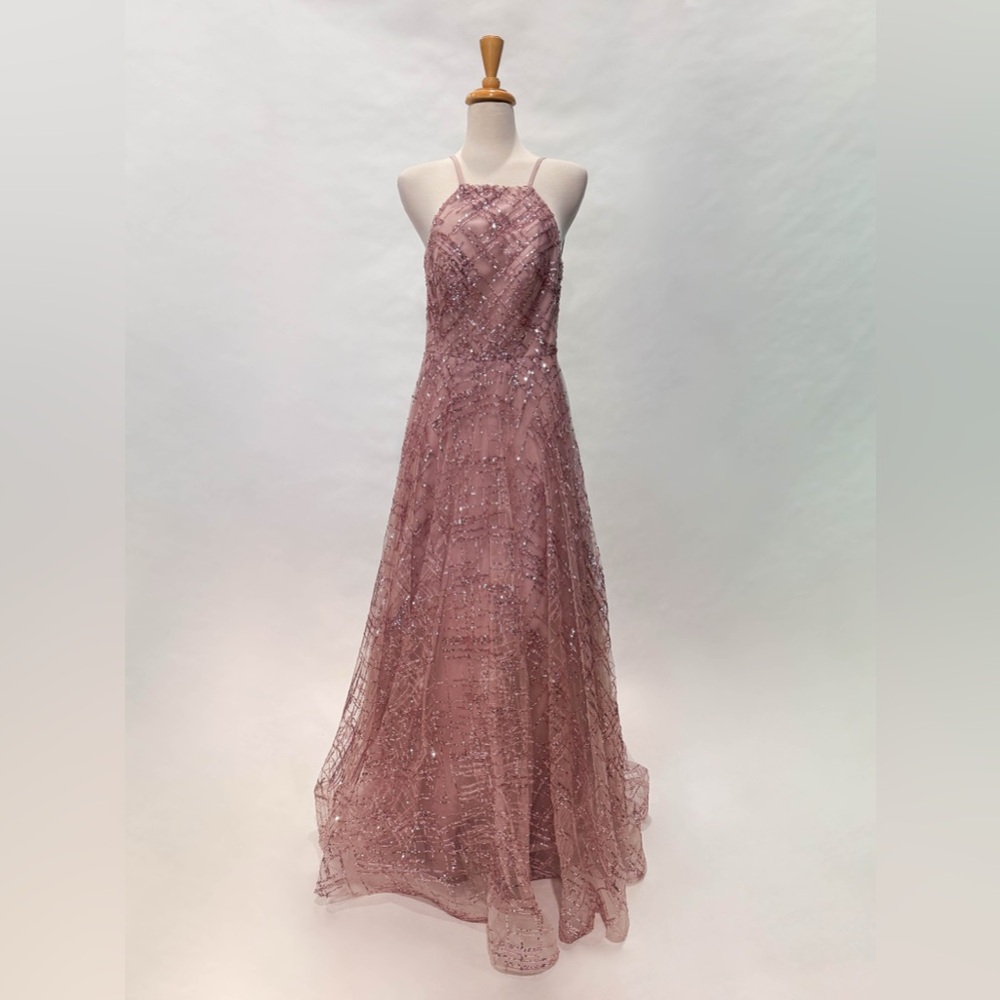 La Femme Sparkling Pink Prom Dress